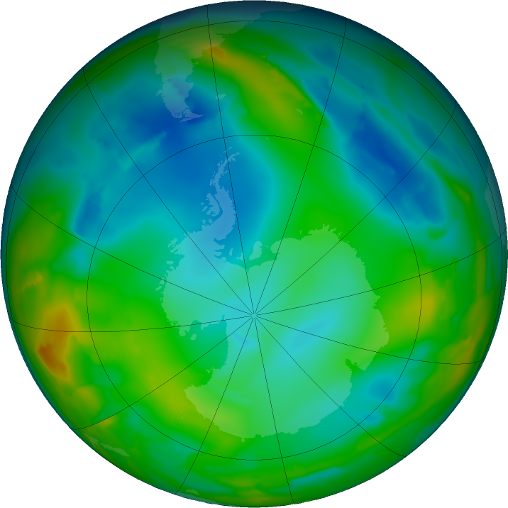 Antarctic ozone map for 02 July 2011